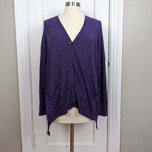 EILEEN FISHER | Purple Asymmetric Cardigan Italian Yarn Size Medium